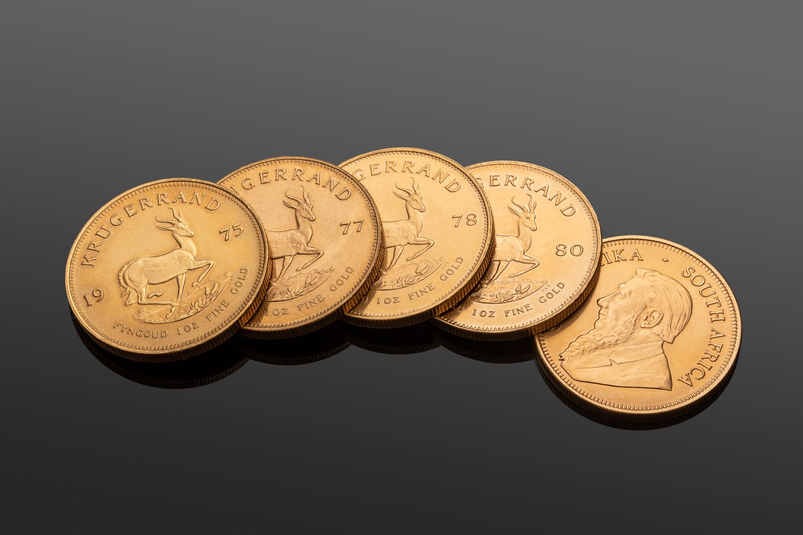 Gold Krugerrand coins brought in for a Hatton Garden coin valuation
