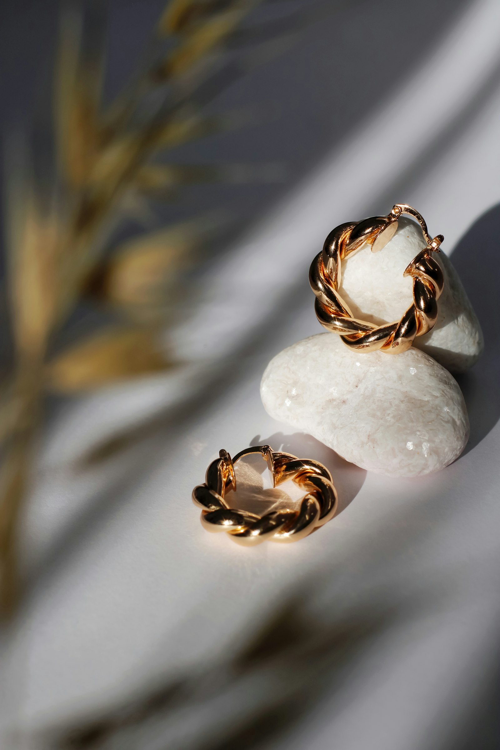 Twisted gold hoop earrings